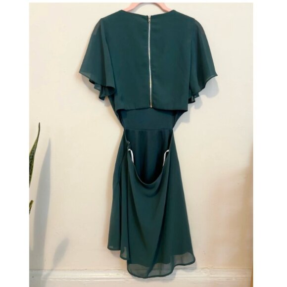 Like New Lulus Blissful Love Cutout Mini Skater Dress, Dark Green, Size Small - Picture 6 of 6